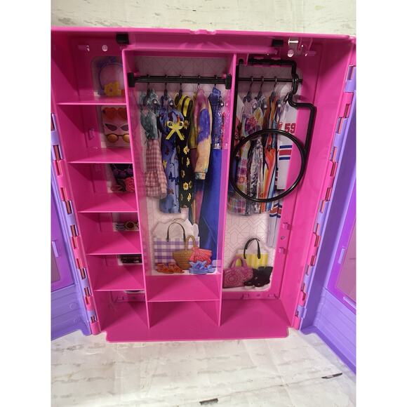 Mattel Barbie Pink Wardrobe Closet w/ Handle Hard Plastic Carrying Case - Picture 4 of 7